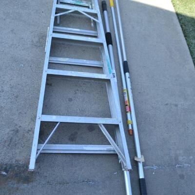 LOT 228. LADDER AND EXTENSION POLES