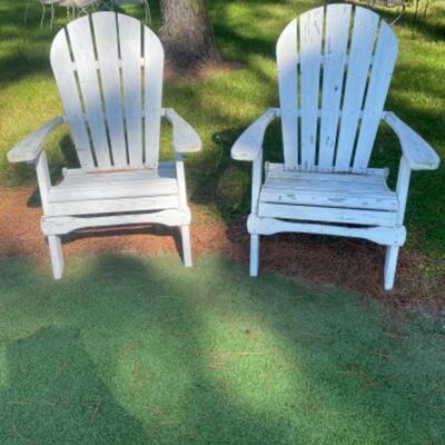 O - 421: Pair of Wooden Folding Adirondack Chairs 