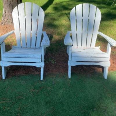 O - 422: Pair of Wooden Folding  Adirondack Chairs 