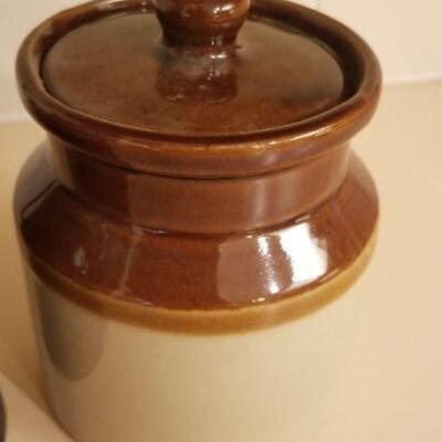 Lot #112: Pair of Vintage Crock Small Containers w/ Lid