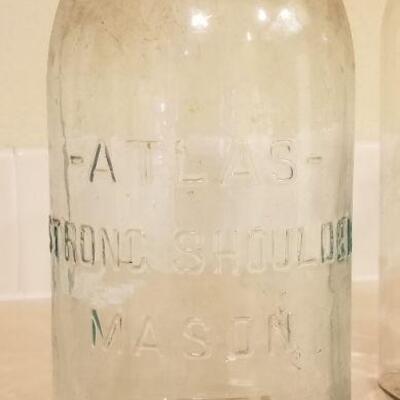Lot #117: Bundle of (3] Antique Large BALL, ATLAS AND MASON'S Jars w/ Lids