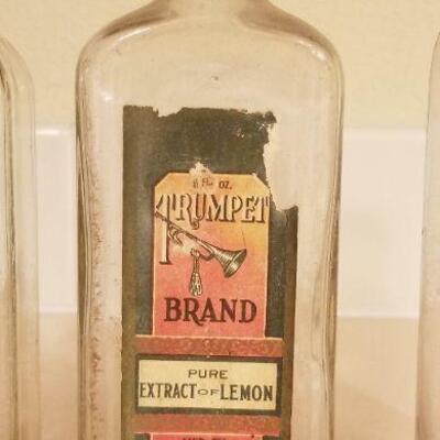 Lot #118: Vintage Group of (3) Glass Bottle Advertising Original Labels 