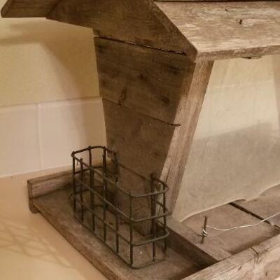 Lot #130: Vintage Large Wood Case Bird Seed House 