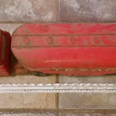 Lot #145: Vintage Metal TEXACO Red Truck and Tanker Trailer
