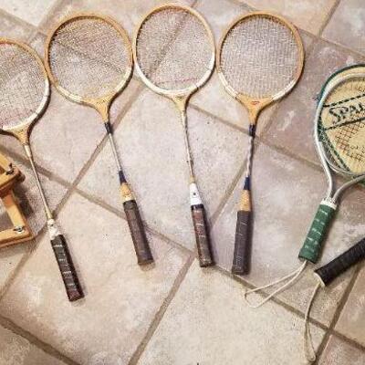 Lot #151: Group of Vintage Badminton, Tennis and Raquetball Rackets