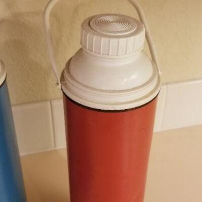 Lot #162: Group of (3) Vintage Mid Century Modern Thermos Style Containers 
