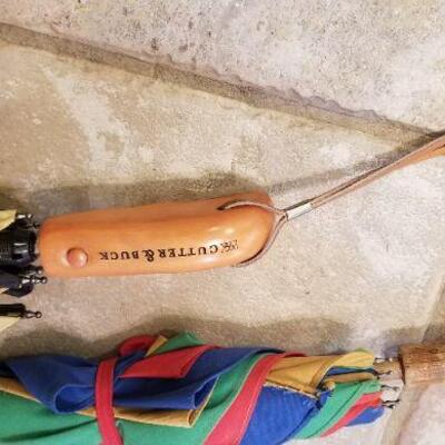 Lot #163: (2) Vintage Colorful Umbrellas 