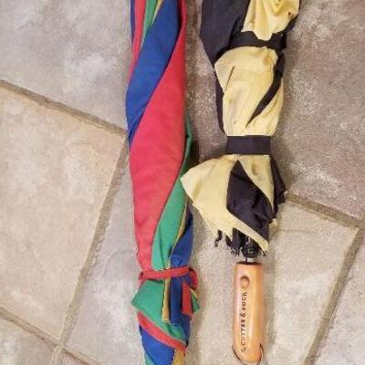 Lot #163: (2) Vintage Colorful Umbrellas 