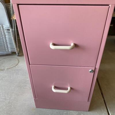 Vintage 80s pink file cabinet 