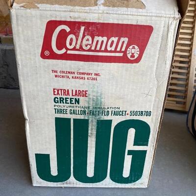 Vintage Coleman extra large green jug 3 gallons with box