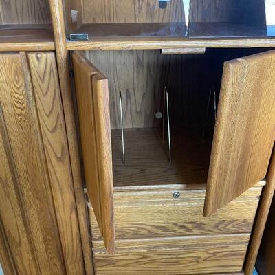 Incredible solid wood danish modern media bookcase suite 
