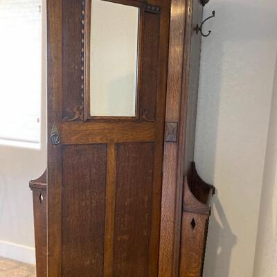 Victorian solid wood oak hall armoire umbrella stand 