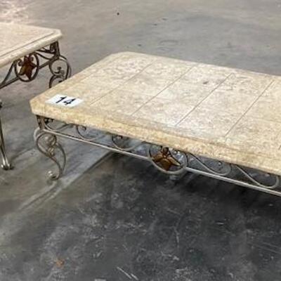 LOT#H14: Heavy Tile Top Coffee Table & End Table 