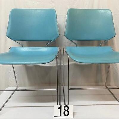 LOT#V18: Pair of Turquoise Krueger Matrix Chairs