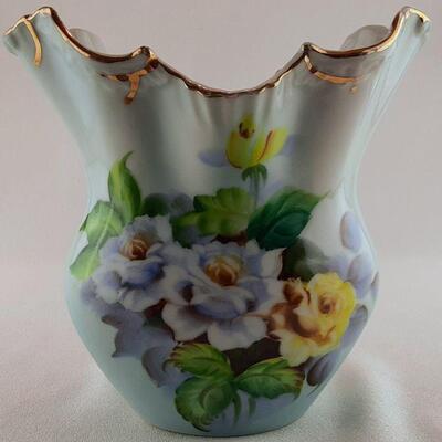 Wide Mouth Floral Porcelain Vase