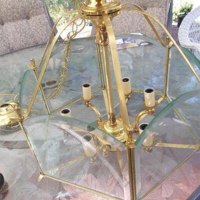 Brass and Glass Chandelier
