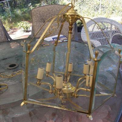 Brass and Glass Chandelier
