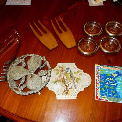 Kitchen Trivets, Coasters, Salad Hands, Pasta Server, and a Hand Mixer