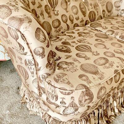 LOT 10 VINTAGE LOVESEAT COTTAGE STYLE HOT AIR BALLOON UPHOLSTERY FABRIC