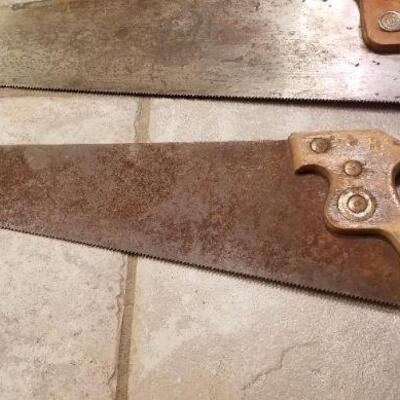 Lot #171: Group of Vintage Hand Saws and Drill Press