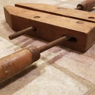Lot #176: Antique JORGENSEN Wood Adjustable Clamp Tool Farmhouse