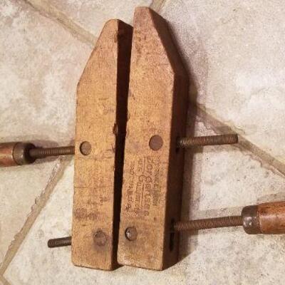 Lot #176: Antique JORGENSEN Wood Adjustable Clamp Tool Farmhouse
