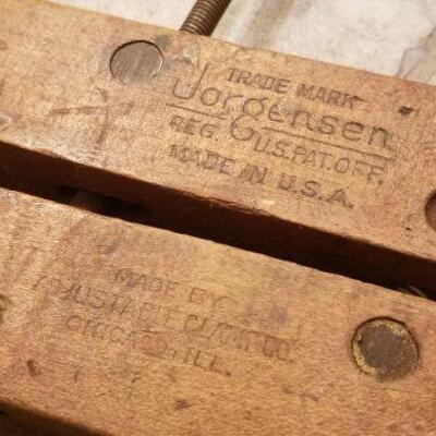 Lot #176: Antique JORGENSEN Wood Adjustable Clamp Tool Farmhouse