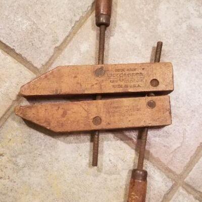 Lot #176: Antique JORGENSEN Wood Adjustable Clamp Tool Farmhouse