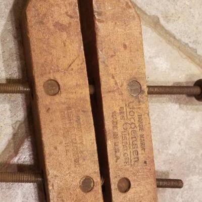 Lot #176: Antique JORGENSEN Wood Adjustable Clamp Tool Farmhouse