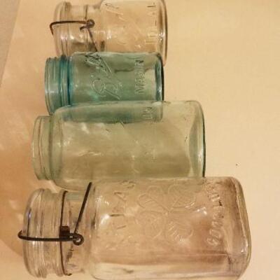 Lot #181: Vintage Group of (7) Colored and Clear Ball & Atlas Can