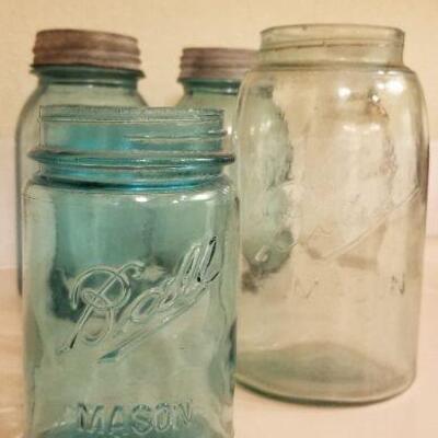 Lot #181: Vintage Group of (7) Colored and Clear Ball & Atlas Can