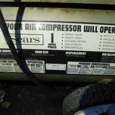 Sears 12 Gallon One HP Compressor (201)