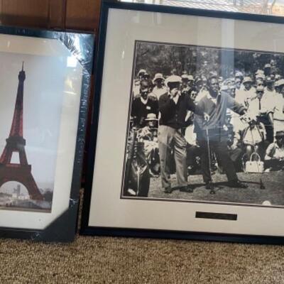 H - 531  Framed Golf & Eiffel Tower Artwork