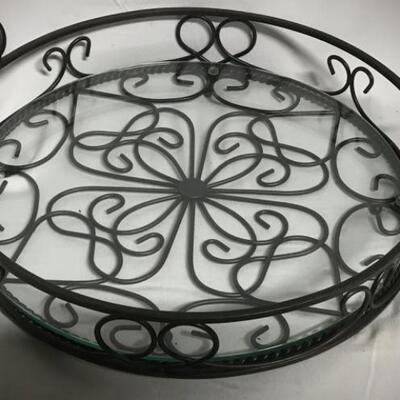 VERY NICE ORNATE SERVING TRAY BY SOUTHERN LIVING~ironwork & glass