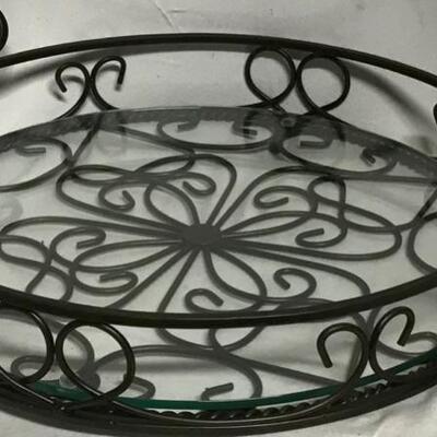 VERY NICE ORNATE SERVING TRAY BY SOUTHERN LIVING~ironwork & glass