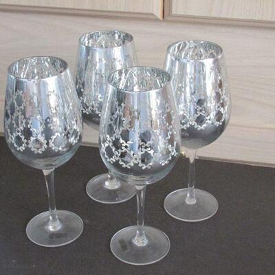 Lot 58- Silver Decorated Wine Glasses