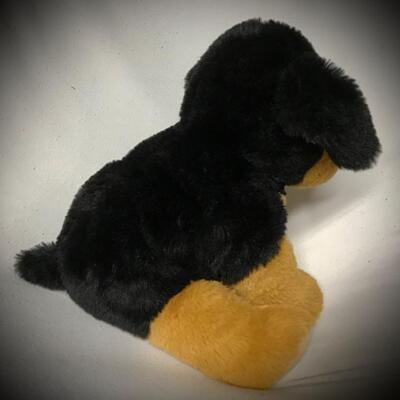 Very Soft & Cuddly Stuffed Animal. Black and Tan Stuffed Toy Dog.