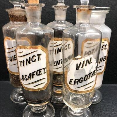 U73: Collection of Antique Warner Appothocary Jars