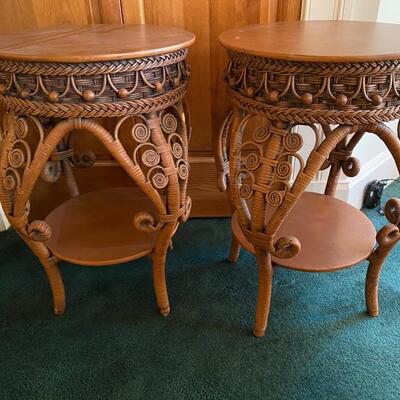 F - 611  Pair of Rattan End Tables