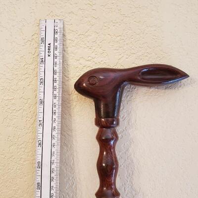 Lot 203: Hand Carved Rabbit Head Walking Stick/Cane