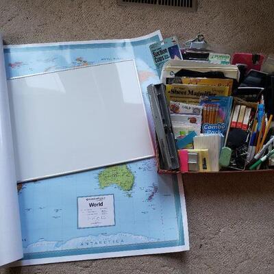 Lot 253: School Office Supplies, Map & White Board