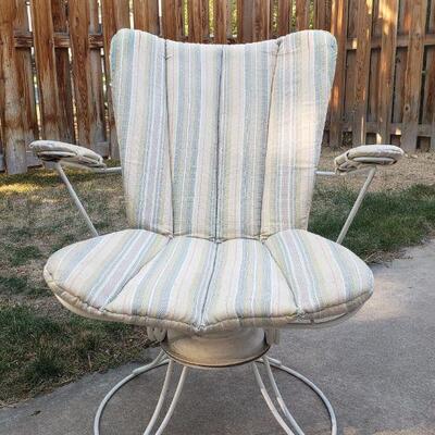 Lot 255: Mid Century Modern Homecrest White Metal Bouncer Swivel Chair #1