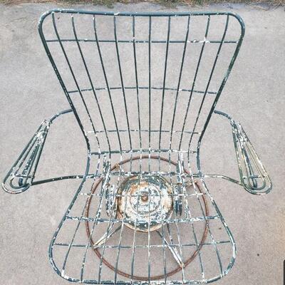 Lot 265: Mid Century Modern Homecrest Green Chippy Metal Bouncer Swivel Chair #2