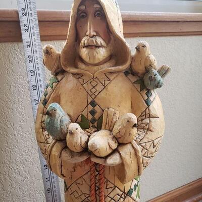 Lot 271: Garden Saint Statue with 3 Birds