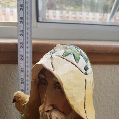 Lot 271: Garden Saint Statue with 3 Birds