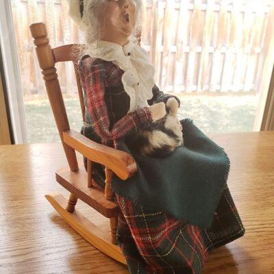 LOT 276: Byers Caroler Grandma in Rocker with Kitty
