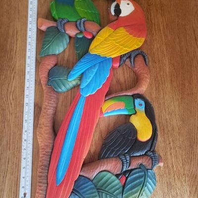 Lot 289: Wall Wood Parrot Art