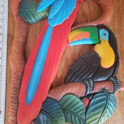 Lot 289: Wall Wood Parrot Art