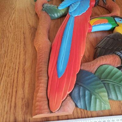Lot 289: Wall Wood Parrot Art