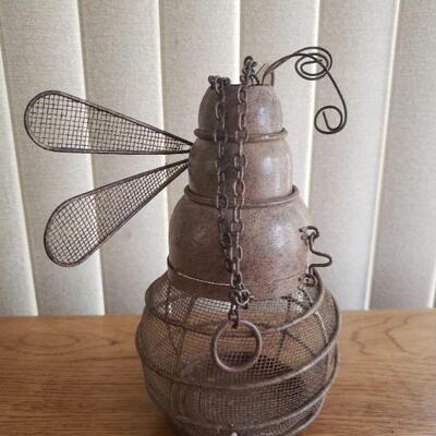 Lot 291: Hanging Bee Candleholder and 2 Glass Plant Stakes 